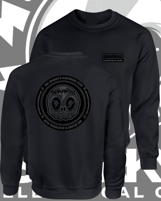 SPARKYS ELECTRICAL CLUB CREW NECK BLACK ON BLACK STEALTH