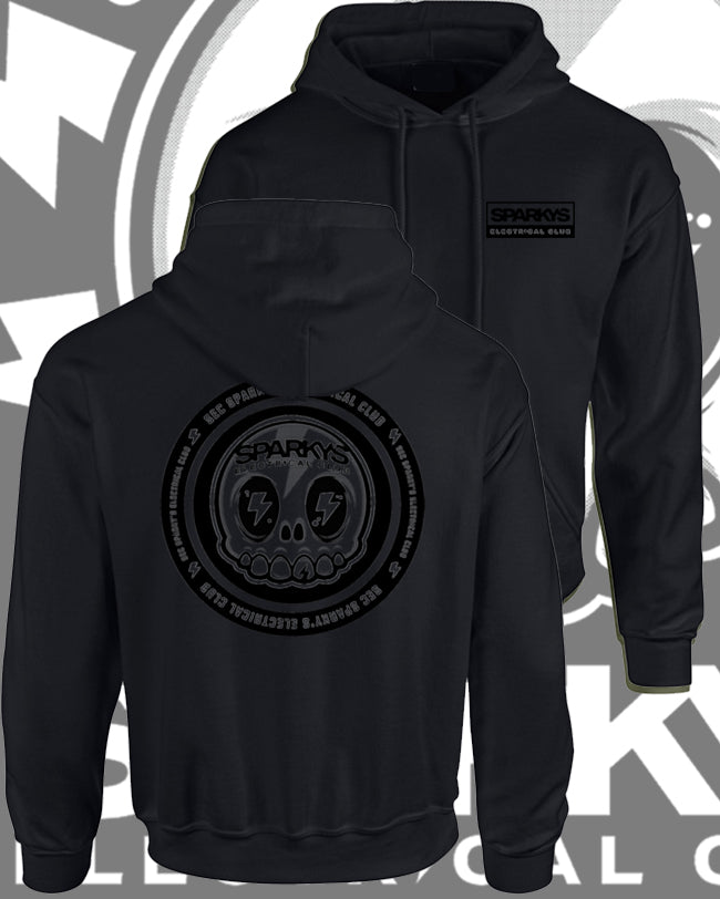 SPARKYS ELECTRICAL CLUB PULLOVER HOODIE - BLACK ON BLACK STEALTH