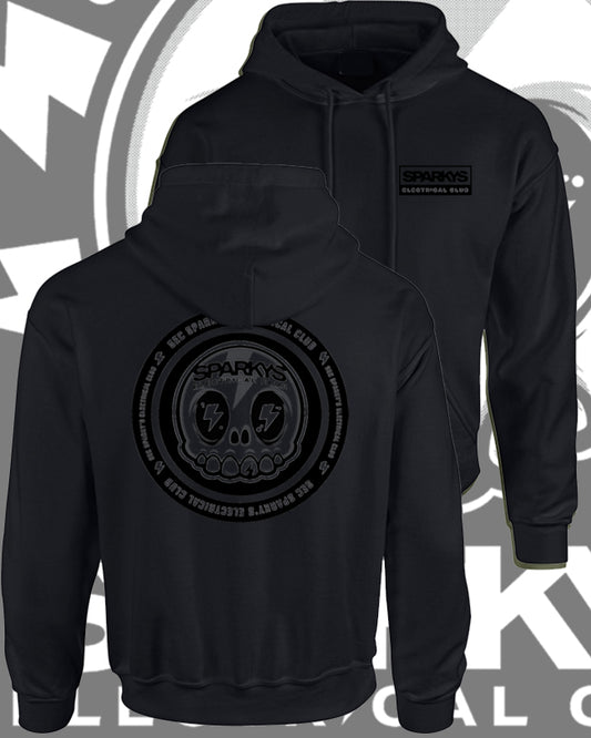 SPARKYS ELECTRICAL CLUB PULLOVER HOODIE - BLACK ON BLACK STEALTH