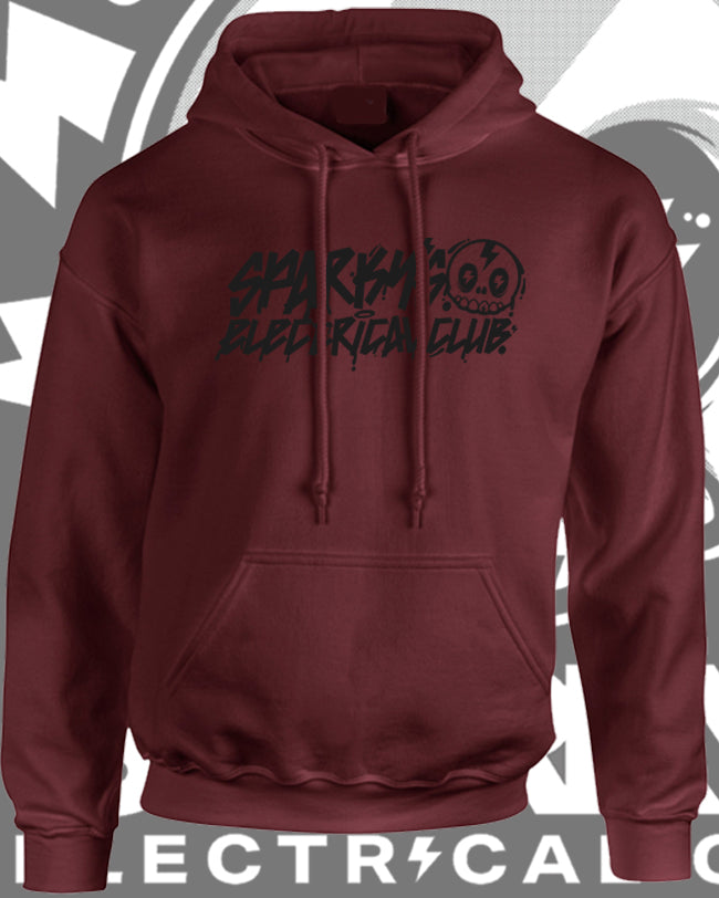 SPARKYS ELECTRICAL CLUB HOODIE - RON BURGUNDY - GRAFFITI PRINT