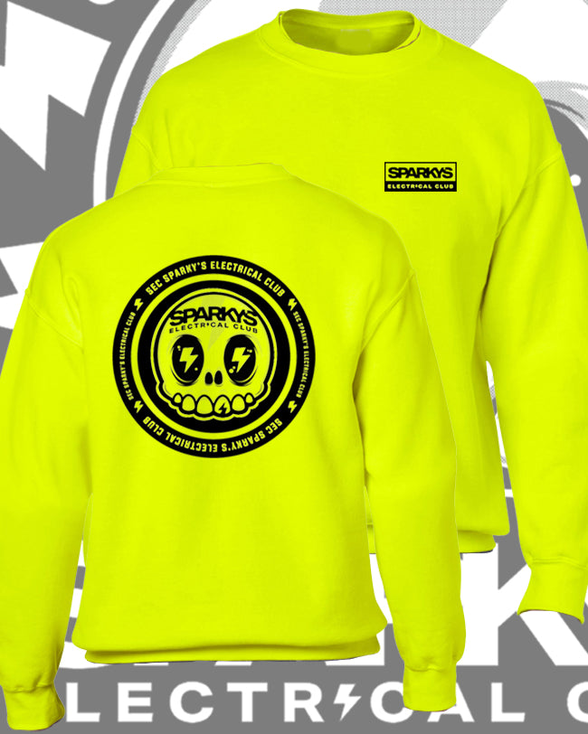 SPARKYS ELECTRICAL CLUB CREW NECK JUMPER - SAFETY GREEN