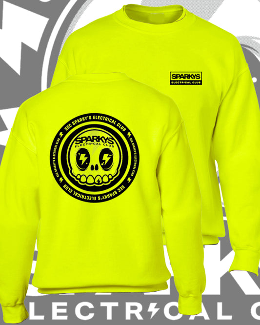 SPARKYS ELECTRICAL CLUB CREW NECK JUMPER - SAFETY GREEN