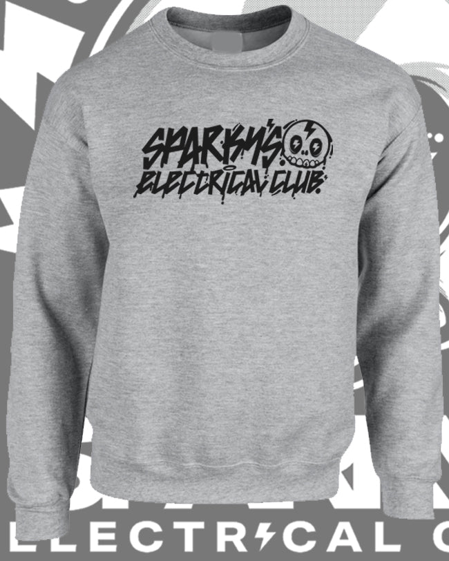 SPARKYS ELECTRICAL CLUB CREW NECK SPORTS GREY - GRAFFITI PRINT