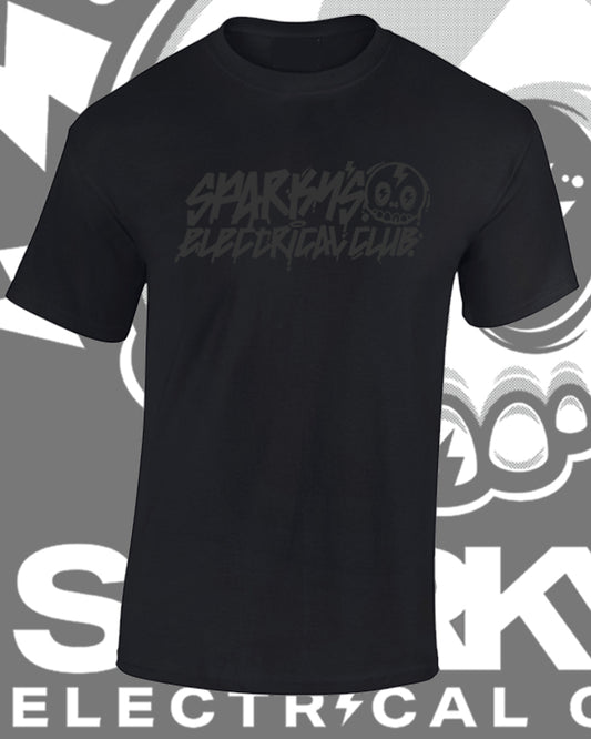 SPARKYS ELECTRICAL CLUB T-SHIRT - STEALTH - GRAFFITI PRINT