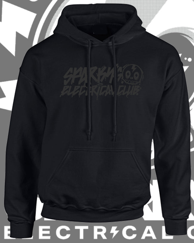 SPARKYS ELECTRICAL CLUB PULLOVER HOODIE - STEALTH - GRAFFITI PRINT
