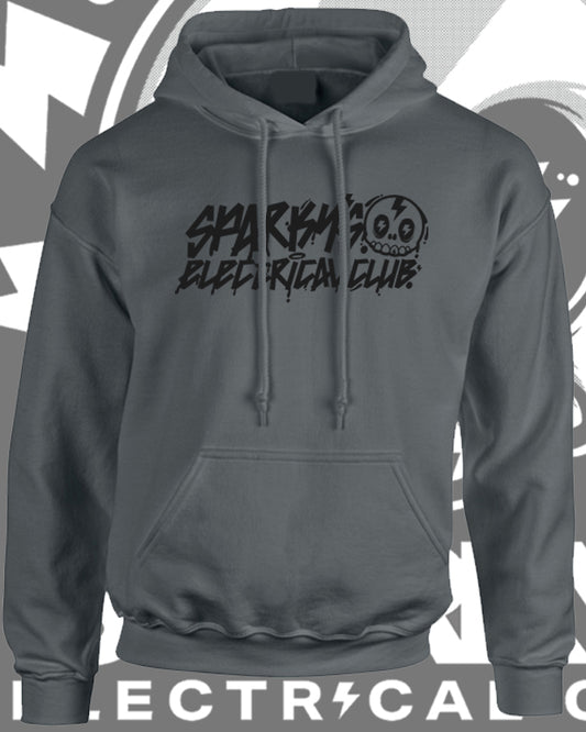 SPARKYS ELECTRICAL CLUB HOODIE - CHARCOAL - GRAFFITI PRINT