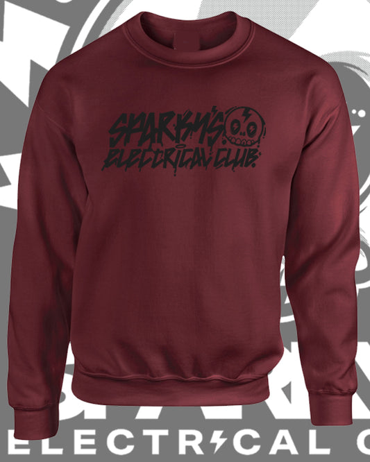 SPARKYS ELECTRICAL CLUB CREW NECK JUMPER - RON BURGUNDY - GRAFFITI PRINT