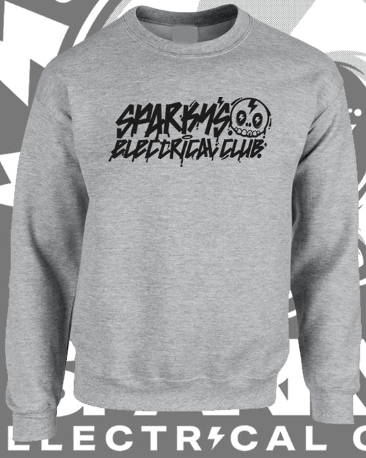 SPARKYS ELECTRICAL CLUB CREW NECK SPORTS GREY - GRAFFITI PRINT